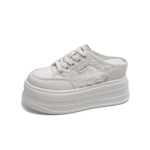 Mulinsen Тихие абразивостойкие закрытые тапочки женские бело-черные, цвет White Black