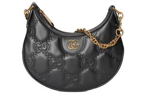 Сумка через плечо GG Matelassé из кожи Moon Bag Кроссбоди Чёрный GUCCI