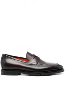 Пенни-лоферы с миндалевидным носком Santoni, красный