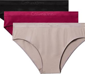 Женский комплект из трех бесшовных купальников-бикини Calvin Klein Bonded Flex со средней посадкой, Black/Mink/Beet Red