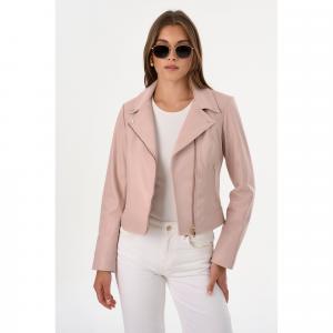 Келси | Кожаная косуха с шампань фурнитурой Lamarque, розовый