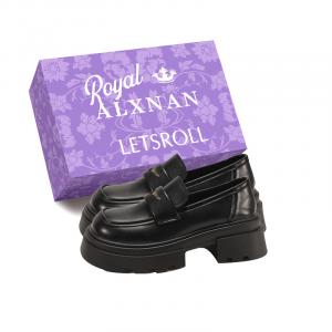 Alxnan Лоферы женские матово-черные/глянцево-черные