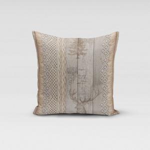 КРАСИВАЯ ЖИЗНЬ. Чехол на подушку деревянные рейки голова оленя натуральный коричневый размер 50х50см (ВхШ) размер 50х50см (ВхШ) Schöner-Leben