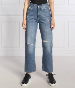 Джинсы женские Calvin Klein Jeans прямого кроя рваные, синий
