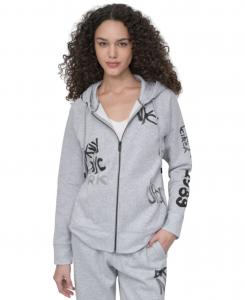 Женская толстовка на молнии с логотипом в стиле граффити DKNY, Pearl Grey Heather