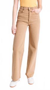 Джинсы '70S с ультравысокой посадкой и широкими штанинами в выстиранном хаки REDONE