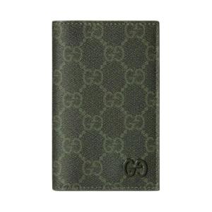 GUCCI Кошелек GG Monogram из прорезиненной ткани мужской лесной зеленый