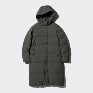 Длинное пуховое пальто Uniqlo, 58 темно-зеленый