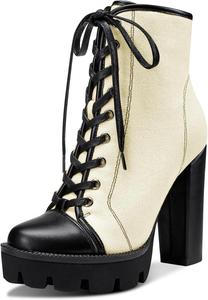 Женские ботильоны Castamere на высоком каблуке-платформе с шнуровкой, массивным каблуком, молнией и круглым носком, каблук 12 см, Ivory White