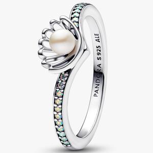 Кольцо Pandora Disney Princess Ariel Shell Treated Freshwater Cultured Pearl, серебро