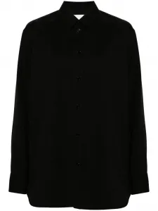Шерстяная рубашка с длинными рукавами JIL SANDER, черный