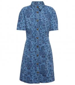 Платье-рубашка из хлопка с узором пейсли Etro, Blu