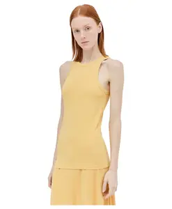 Ребристый топ с круглым вырезом Totãªme, желтый