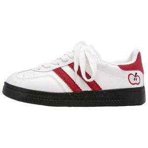 JimiXiong Женские низкие скейтерские кроссовки бело-красные, цвет White Red