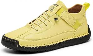 Женские кожаные чукка, женская повседневная обувь, туфли на кожаной основе без застежек, дышащие лоферы, удобные прогулочные обувь, уличные ботильоны-слипон Generic, Yellow 36