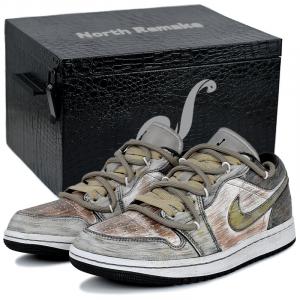 Jordan Женские баскетбольные кроссовки Air 1 с устойчивостью к истиранию, низкие, винтажные, коричнево-желтые, в подарочной коробке, цвет Brown Yellow-Gift Box 2