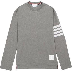 Футболка с длинным рукавом на 4 полосы THOM BROWNE, серая