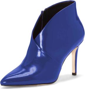 Женские ботильоны XYD с закрытым носком, острым мысом, на высокой шпильке, с V-образным вырезом, из лакированной кожи, для офиса и вечеринок, Blue