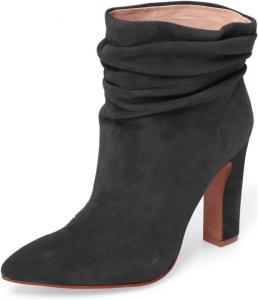 Женские ботильоны YDN с низким голенищем, с заостренным носком, массивным высоким каблуком, зимние ботинки на молнии, Black