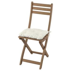 Стул, уличный ASKHOLMEN IKEA, цвет foldable acacia/kuddarna light grey-beige