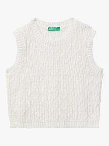 Детский безрукавный жилет из хлопковой смеси Benetton, White