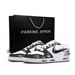 Nike Мужские низкие скейтборд-кроссовки EBERNON Graffiti District, с амортизацией для сумок, износостойкие, черный с белыми вставками