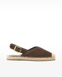 Женские плоские эспадрильи из кожи с открытой пяткой гладкие Parfois, темно-коричневый