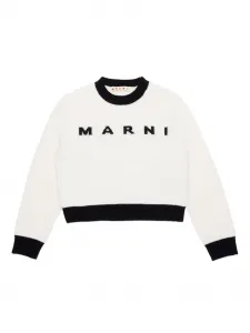 Джемпер вязки интарсия с логотипом Marni Kids, белый