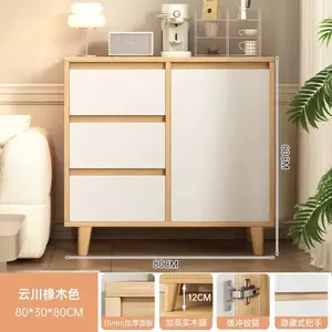 Zhuohe Комод 80х40х90 см для спальни и гостиной из массива дерева, 5 ящиков, настенный, цвет дуб