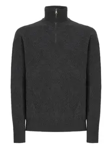 Свитер с узором «елочка» и полумолнией Missoni, серый