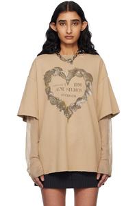 Футболка с принтом в несколько слоев Acne Studios, бежевый