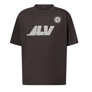 Постиранная футболка из хлопка с принтом LOUIS VUITTON, коричневый