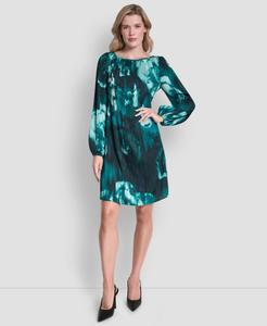 Женское платье-рубашка с длинными рукавами и складками DKNY, Jaded Multi