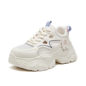 Легкие кроссовки для увеличения роста, низкие, массивные, женские LINGPAO, Beige Blue