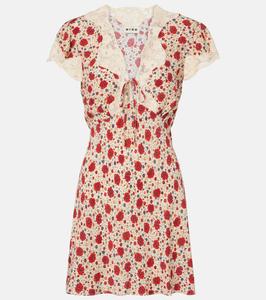 Мини-платье Lacie с цветочным принтом и кружевной отделкой Rixo, Eva Floral Cream