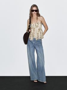 Топ с оборками и принтом змеиной кожи, со сборками Massimo Dutti, серый