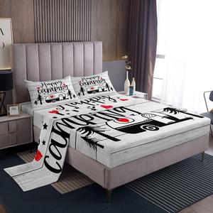 Erosebridal Комплект постельного белья Happy Camping King Size в стиле кантри с принтом деревянных досок, серо-белый, Multi 35