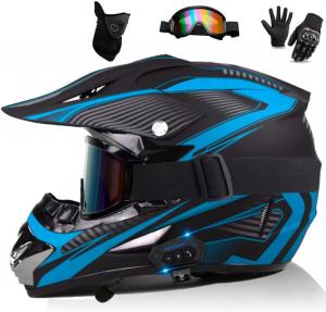 Шлем CYYFULE-888 Bluetooth для мотокросса, черный / синий