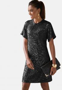 Платье LASCANA PAILLETTEN, Schwarz/Black