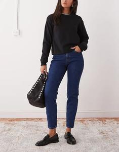 Джинсы Noisy May Moni с высокой талией и заниженной талией, прямые, темно-синего цвета