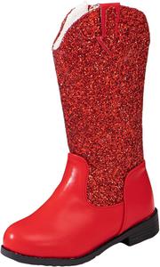 Детские сапожки IWIHMIV для девочек, ковбойские сапоги средней длины, удобные западные сапоги с мягкой подошвой, теплые длинные сапожки, Red