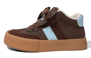 Кеды, скейтборд обувь женская высокая коричневый/светло-голубой Feiyue