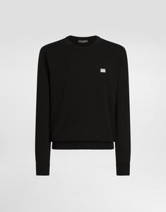 Хлопковый свитер с круглым вырезом с биркой Dolce & Gabbana, черный