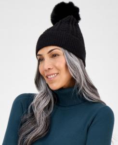 Однотонная вязаная шапка-бини с косами Style & Co, Black