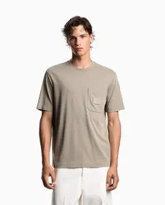 Мужская футболка с коротким рукавом и карманом Emporio Armani, серо-коричневый