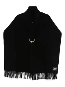 Шарф с бахромой и кольцевыми деталями Jean Paul Gaultier, черный