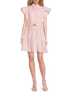 Мини-платье из хлопка с поясом и оборками Derek Lam 10 Crosby, цвет Primrose