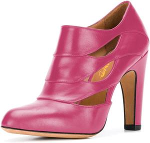 Женские ботильоны XYD на массивном каблуке с круглым носком и вырезами, с боковой молнией, Hot Pink