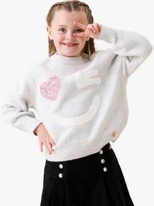 Детский свитер с пайетками в виде сердечек и подмигивающим лицом Angel & Rocket, Grey Marl
