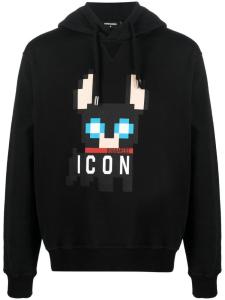 Dsquared2 Icon-print cotton hoodie, черный